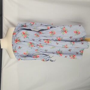 Love J Sheath Dress Size 2X Striped Floral Off Shoulder Cotton Romantic Girly